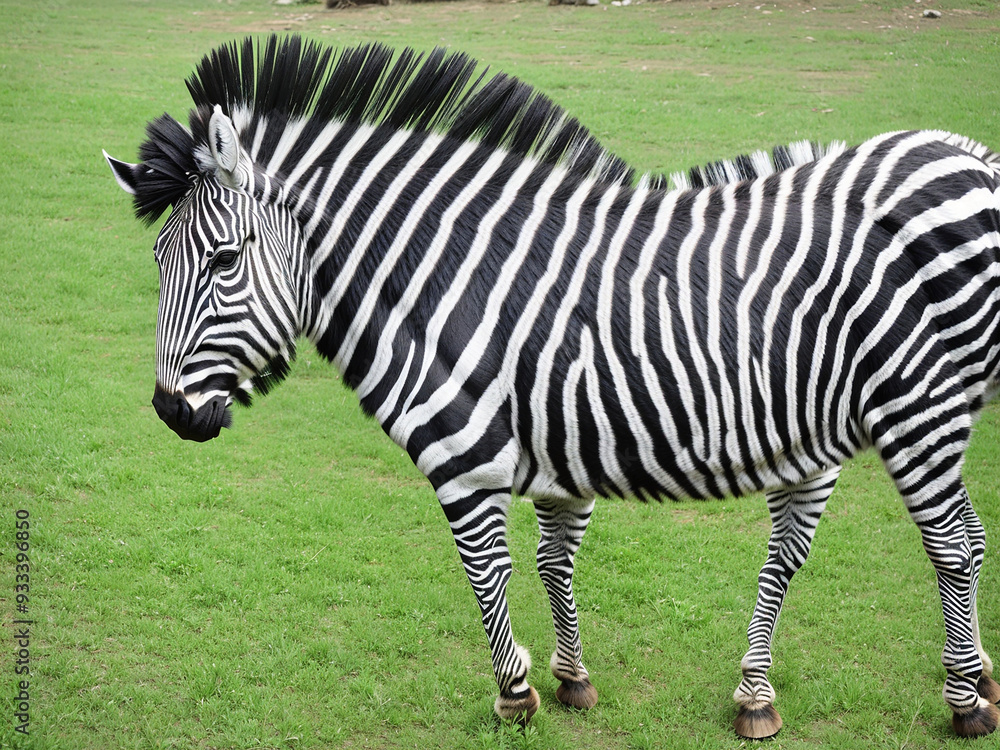 This is a picture of a zebra standing in a field of green grass.
This is a picture of a zebra standing in a field of green grass.