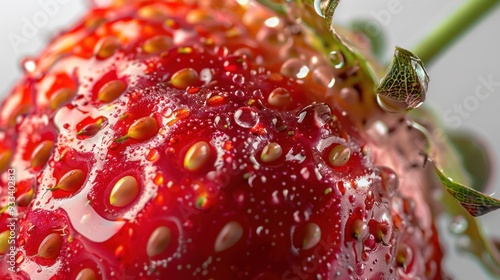 Wallpaper Mural A close-up shot of a strawberry, revealing its delicate texture, tiny seeds, and mesmerizing patterns, captured with exceptional sharpness and depth of field Torontodigital.ca