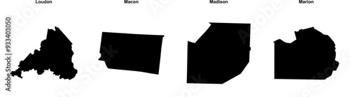 Loudon, Macon, Madison, Marion outline maps