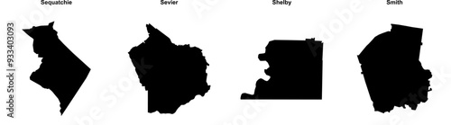 Sequatchie, Sevier, Shelby, Smith outline maps