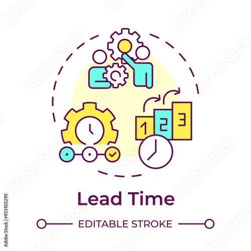 Lead time multi color concept icon. Agile planning, marketing. Workflow methodology. Round shape line illustration. Abstract idea. Graphic design. Easy to use in infographic, presentation