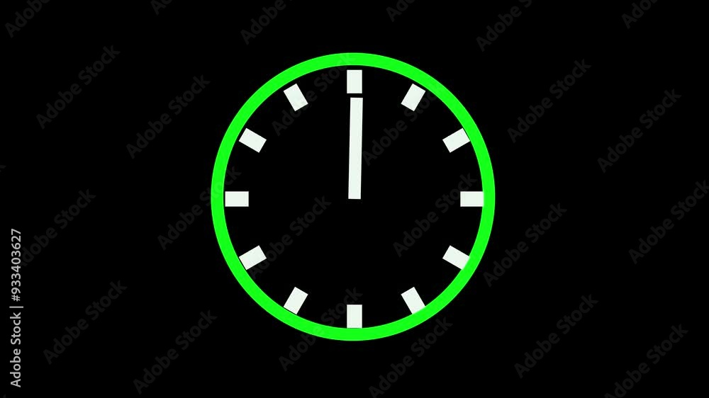 Animated continuous looping neon clock with 24 hours rotating life Animated continuous looping neon clock with 24 hours rotating life