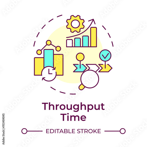 Throughput time multi color concept icon. Progress milestones, business strategy. Round shape line illustration. Abstract idea. Graphic design. Easy to use in infographic, presentation