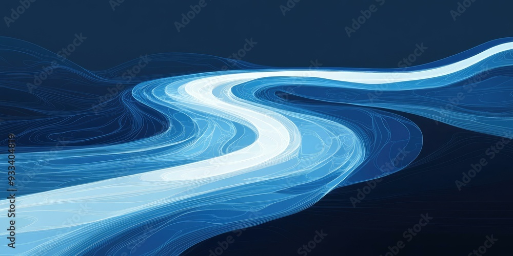Abstract blue wave with white glow. Abstract blue wave with white glow.