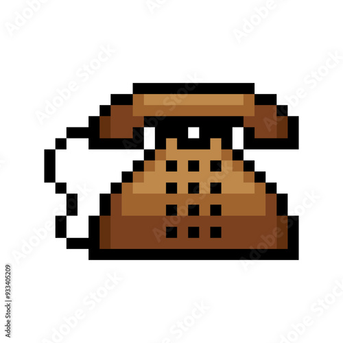 Vintage telephone in pixel art style