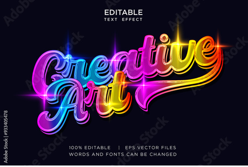 3d neon vibrant editable text effect design illustration