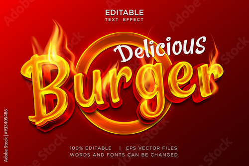 delicious burger food editable text effect