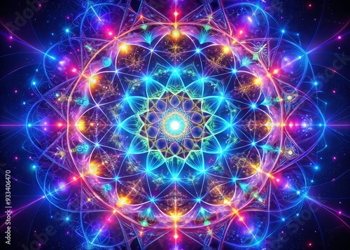 Neurotransmitter Neon blooms Illuminating Innerspace Cosmology Mandala