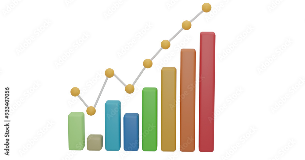 3d Business bar graph strategy concept. Transparent background with color full graph Business increase positive money financials, 3d rendering 3d Business bar graph strategy concept. Transparent background with color full graph Business increase positive money financials, 3d rendering