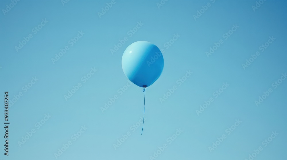 Fototapeta premium An indigo balloon floating against a clear blue sky, symbolizing freedom and joy
