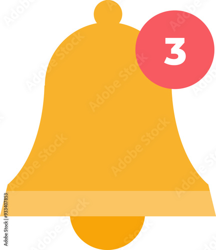 Golden notification bell icon with a red badge showing the number 3, indicating unread alerts.