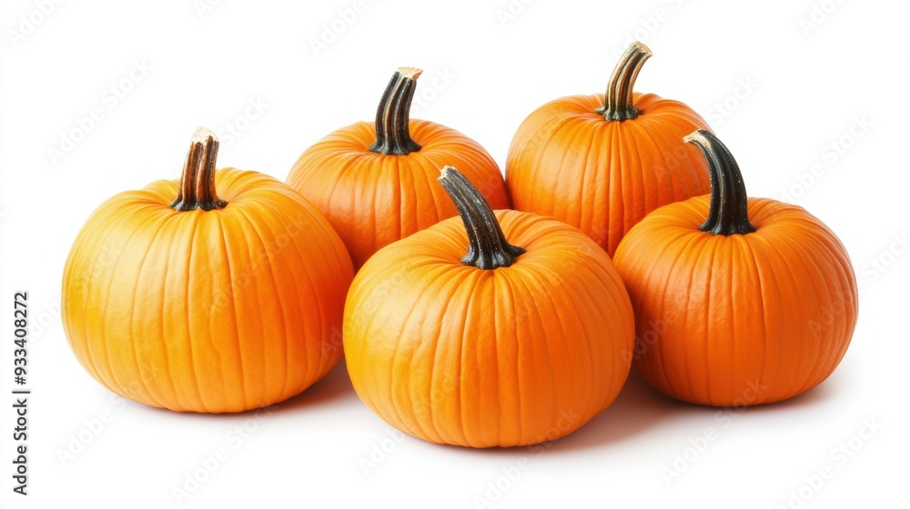 A group of pumpkins arranged in a circle on white background, AI A group of pumpkins arranged in a circle on white background, AI