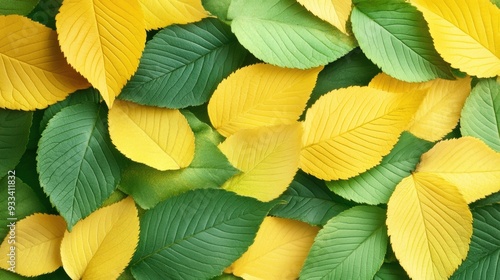 Wallpaper Mural A close up of a bunch of leaves that are green and yellow, AI Torontodigital.ca