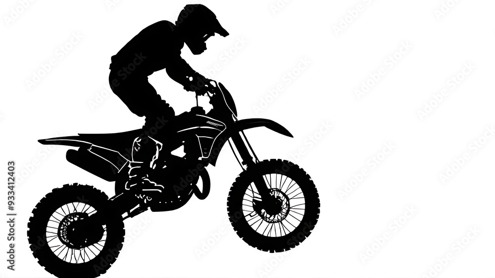 Abstract silhouette of a motocross rider, man is doing a trick, isolated on black background. Enduro motorbike sport transport. Vector illustration Abstract silhouette of a motocross rider, man is doing a trick, isolated on black background. Enduro motorbike sport transport. Vector illustration