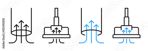 Suction vector icon set. vacuum cleaner air suction symbol in black color.