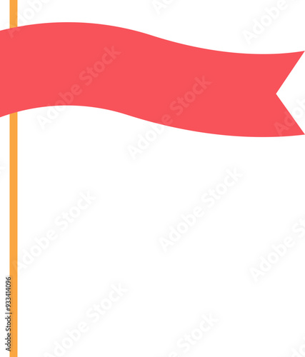 Red flag on a pole waving in the wind, symbolizing location marking or important spot.