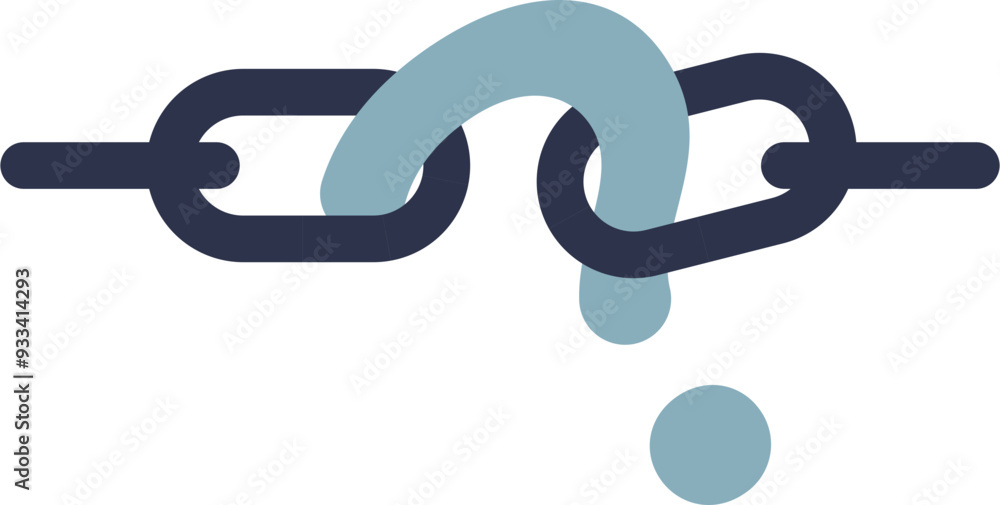 A chain with a broken link replaced by a question mark, symbolizing uncertainty or problem-solving. A chain with a broken link replaced by a question mark, symbolizing uncertainty or problem-solving.