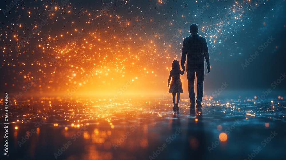 Father and Daughter Walking into the Light Father and Daughter Walking into the Light