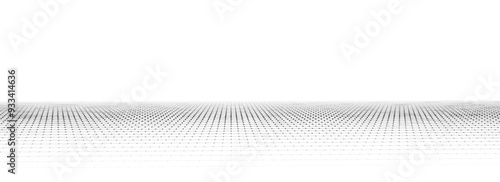 Technology perspective grid in infinity. Abstract digital wireframe floor with lines. Futuristic texture pattern with white mesh. Background a digital space. Flooring illustration.