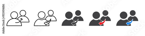 Refer vector icon set. referral connection program symbol. recommend business client, employee or candidate icon. Refer a friend sign in black color. suitable for apps and web UI designs.