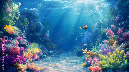 Underwater Diving - Tropical Scene With Sea Life In The Reef