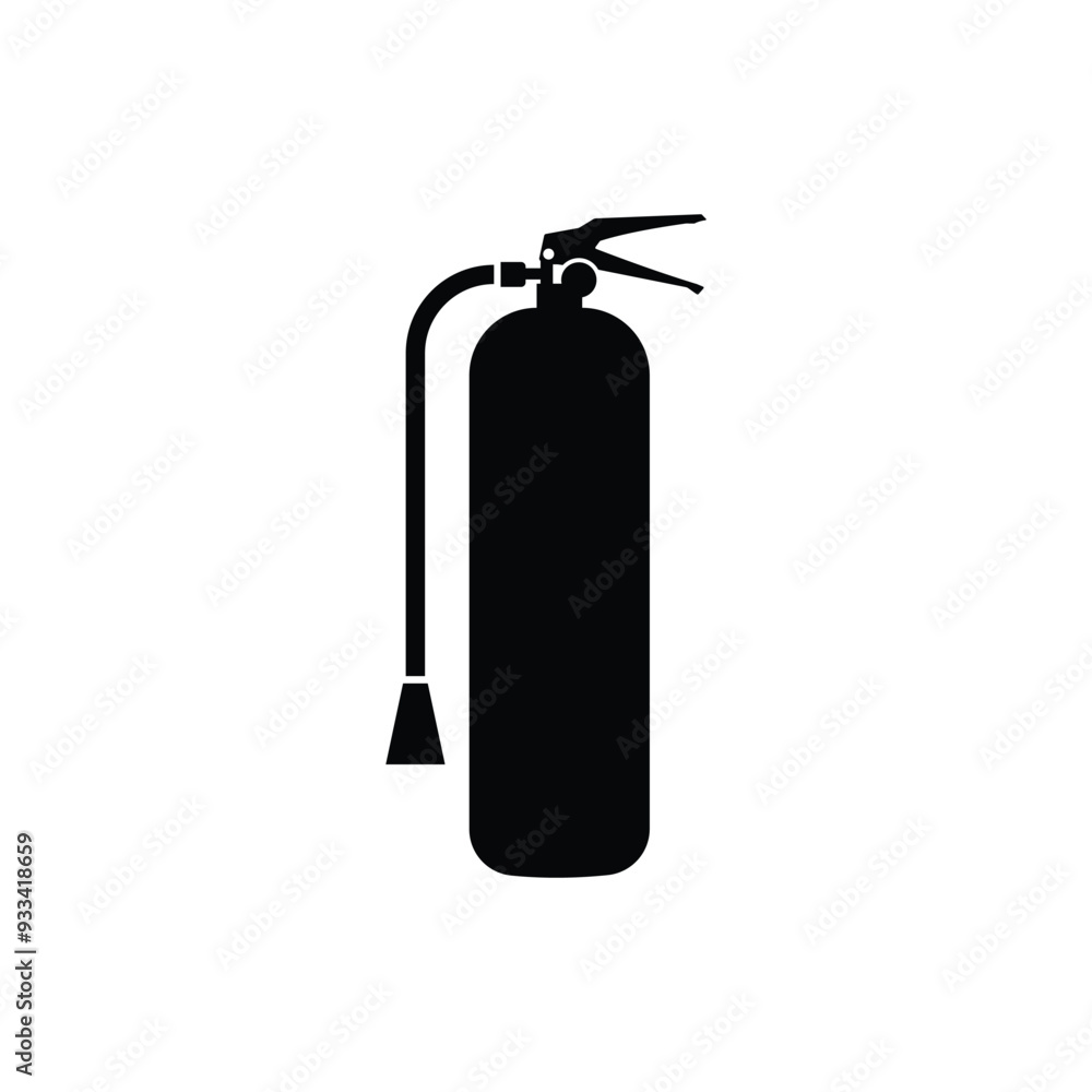 Fire extinguisher black and white flat vector icon design. Fire extinguisher symbol and clip art Fire extinguisher black and white flat vector icon design. Fire extinguisher symbol and clip art