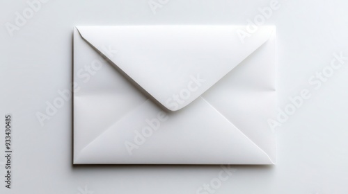 Close-up Shot of Blank White Envelope on White Background with Copy Space