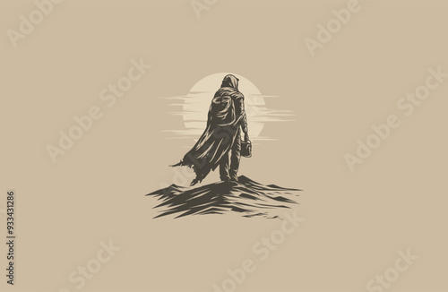 nomad in the desert design vector illustration