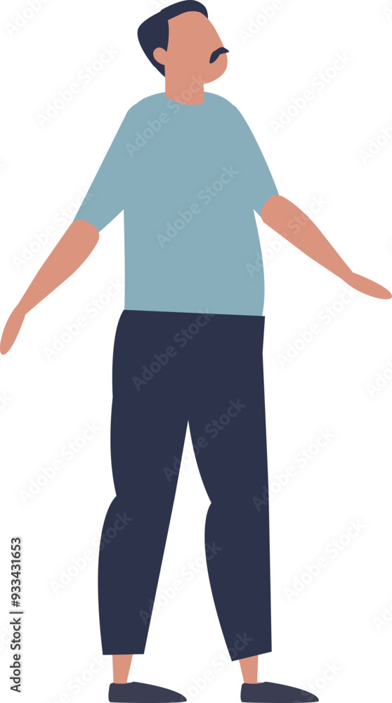 Illustration of a short, chubby man in casual attire, standing confidently. Illustration of a short, chubby man in casual attire, standing confidently.