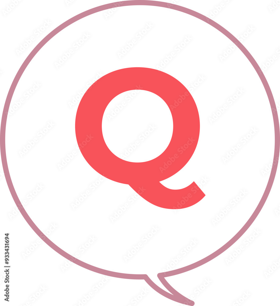 A speech bubble with a red letter Q, symbolizing questions or a query concept. A speech bubble with a red letter Q, symbolizing questions or a query concept.