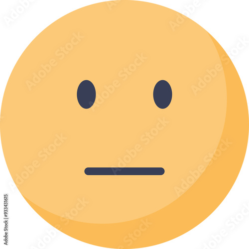 A digital emoji with a neutral expression, featuring flat eyes and a straight mouth on a yellow background.