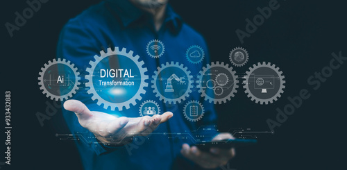 Fotografi Digital transformation Ai technology strategy, IoT, Artificial Intelligence, ado