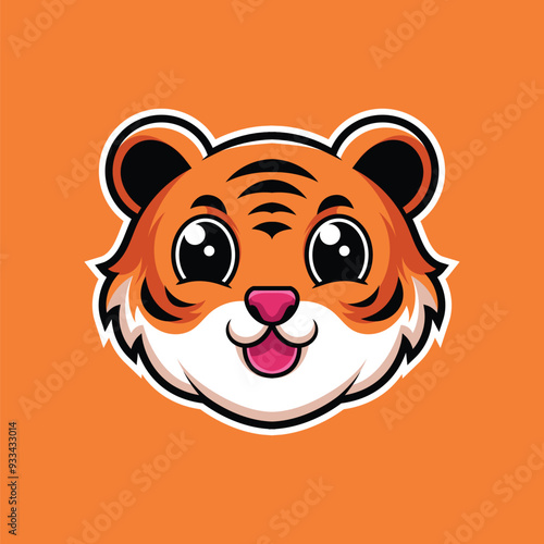 cute tiger head cartoon mascot logo illustration