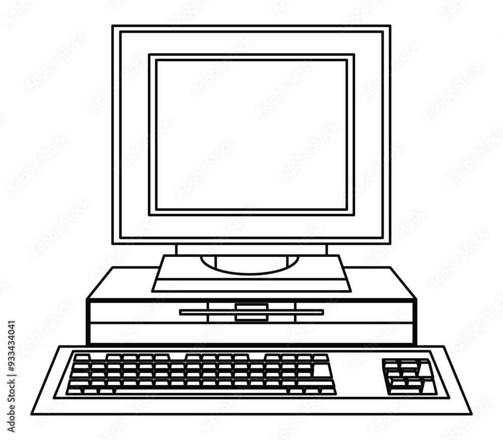 Fototapeta premium Computer and keyboard icon. Vector illustration.
