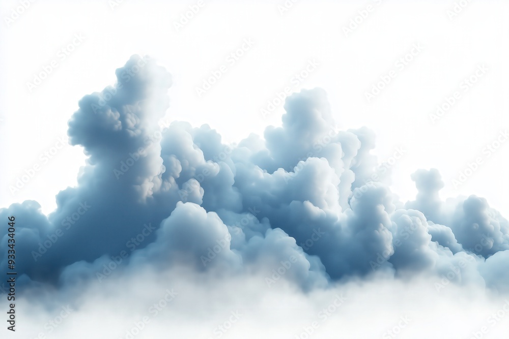 Abstract cloud formation, isolated on white, 3D illustration. Copy space for text, No logo, No Trademark, No text Abstract cloud formation, isolated on white, 3D illustration. Copy space for text, No logo, No Trademark, No text