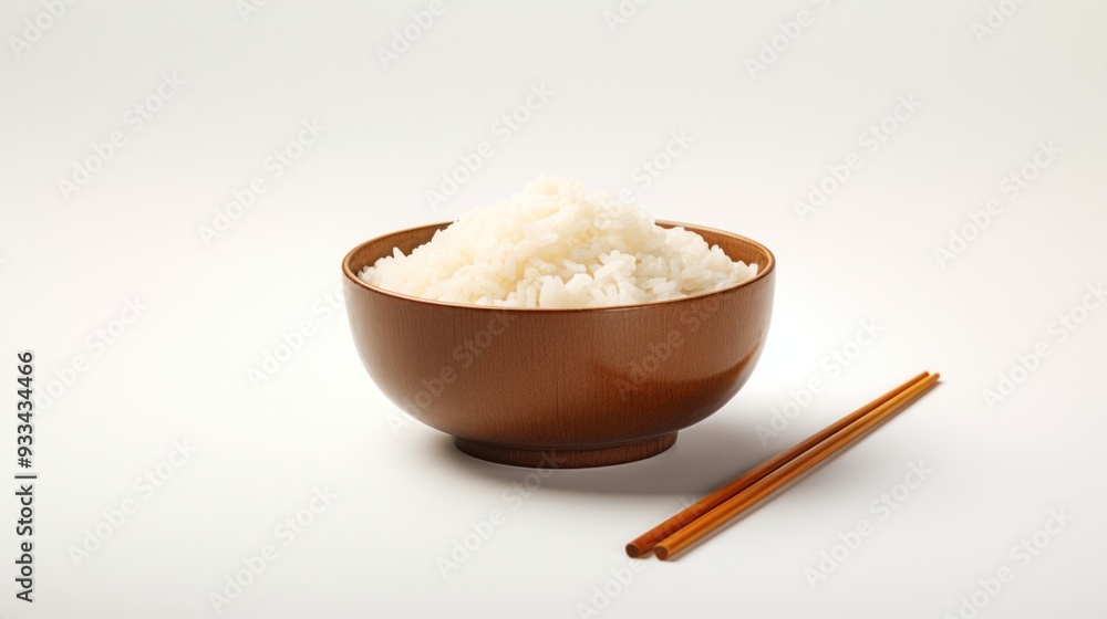 A Zen-like arrangement of chopsticks resting on a bed of perfectly cooked rice in a minimalist ceramic bowl. A Zen-like arrangement of chopsticks resting on a bed of perfectly cooked rice in a minimalist ceramic bowl.