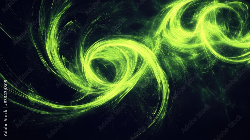 Fototapeta premium Vibrant Green Abstract Swirls Digital Background