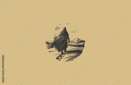 nomad in the desert design vector illustration