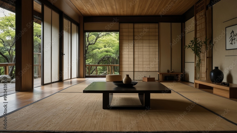 Obraz premium minimalist modern living room with Japanese design