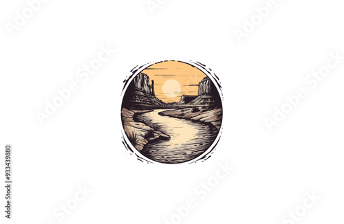 river in the desert design vector illustration