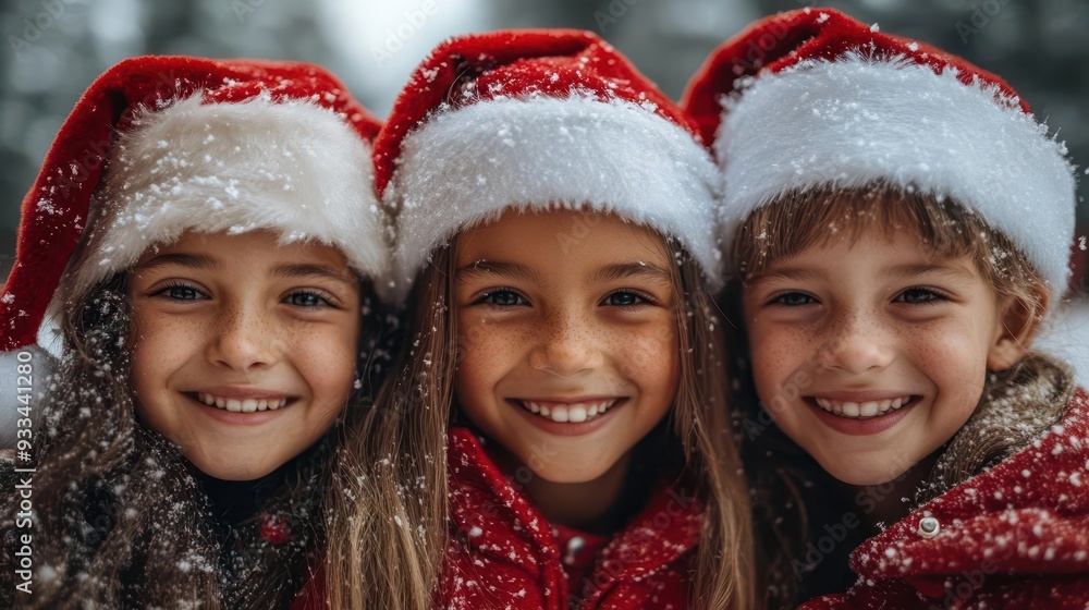 joyful group of multicultural children wearing festive outfits and santa hats captures the spirit of inclusive holiday celebrations with warmth and cheer joyful group of multicultural children wearing festive outfits and santa hats captures the spirit of inclusive holiday celebrations with warmth and cheer