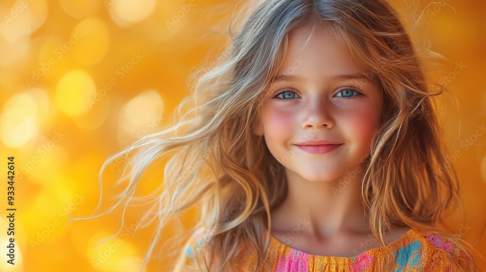 joyful young girl twirling in colorful dress hair flying vibrant orange backdrop dynamic motion blur infectious smile and energy joyful young girl twirling in colorful dress hair flying vibrant orange backdrop dynamic motion blur infectious smile and energy