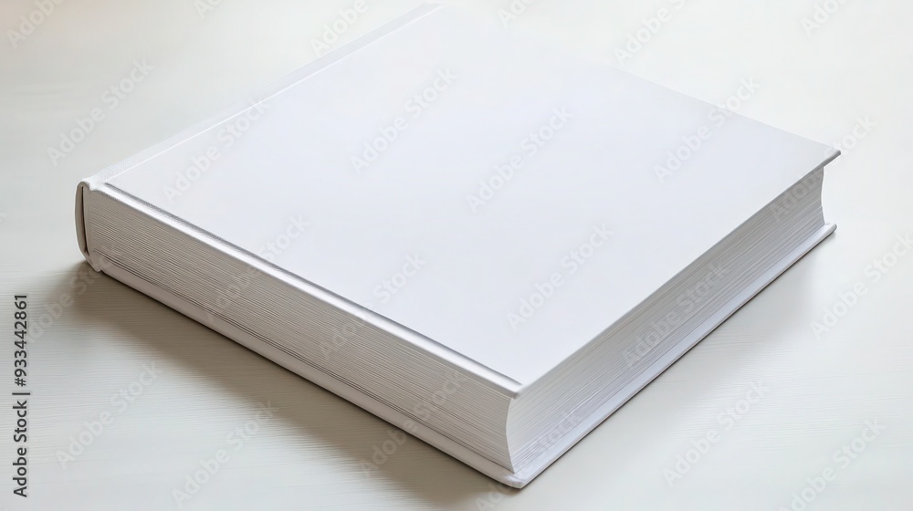 High Angle Shot of Blank White Book Cover on White Background - Minimalist Design Concept High Angle Shot of Blank White Book Cover on White Background - Minimalist Design Concept