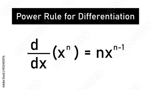 Power rules for differentiation in mathematics. Derivative of a function in calculus.