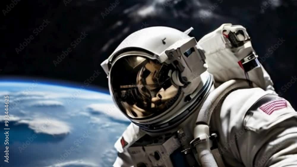 Astronaut in Space Suit Sitting on a Rocky Surface with a Nebulous Background Astronaut in Space Suit Sitting on a Rocky Surface with a Nebulous Background