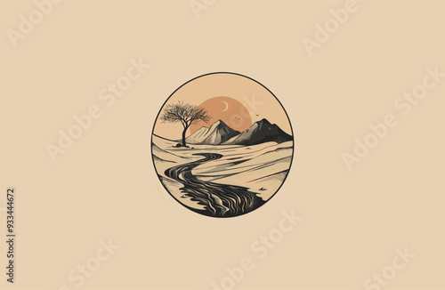river in the desert design vector illustration