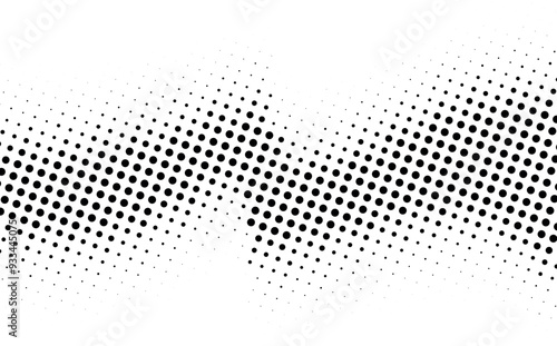 Halftone rhythm black wave. Vector illustration. Halftone circle dots pattern.