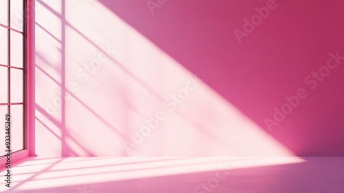 Wall interior background, studio and backdrops show products. with shadow from window color pink background for text insertion and presentation product