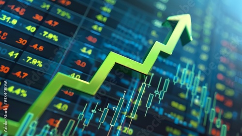 Wallpaper Mural A stock market chart with a green arrow shooting  Torontodigital.ca