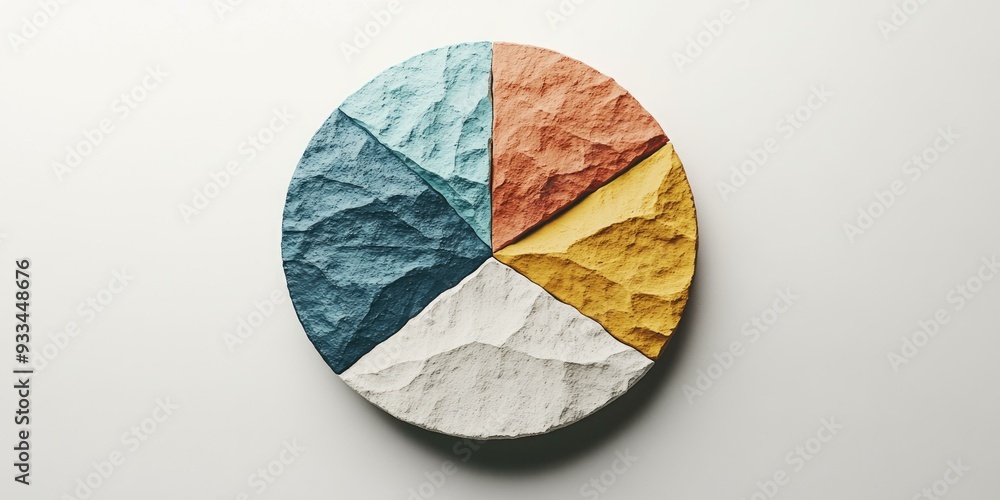 Fototapeta premium Colorful rock pie chart on white background.